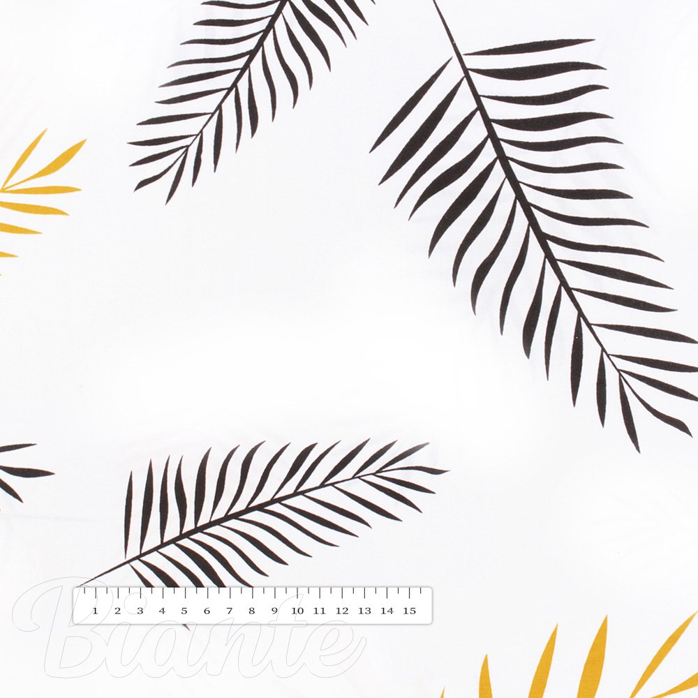 Bavlněná látka/plátno Sandra SA-219 Zlaté a černé palmové listy na bílém - šířka 160 cm - detail 3 - Biante.cz