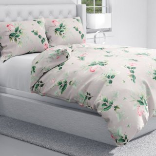 Bavlnené posteľné obliečky Sandra SA-452 Ružové kvety na sivom - detail 1 - Biante.sk