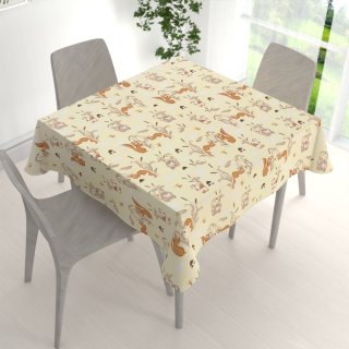 Dětský bavlněný čtvercový ubrus Sandra SA-700 Veverky a ježci na světle vanilkovém - detail 1 - Biante.cz Dětský bavlněný čtvercový ubrus Sandra SA-700 Veverky a ježci na světle vanilkovém - detail 1 - Biante.cz