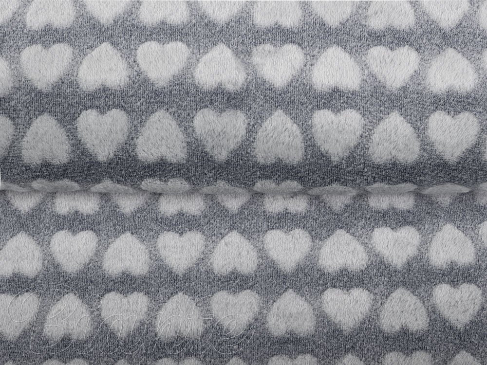 Mikroplyšová látka MIP-031 Srdíčka na šedém - šířka 150 cm - detail 6 - Biante.cz Mikroplyšová látka MIP-031 Srdíčka na šedém - šířka 150 cm - detail 6 - Biante.cz