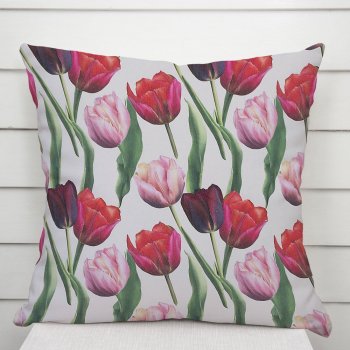 Dekoračná obliečka na vankúš Terra TRA-001 Tulipány na dymovo sivom - Biante.sk Dekoračná obliečka na vankúš Terra TRA-001 Tulipány na dymovo sivom - Biante.sk
