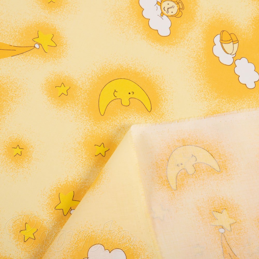 Dětská bavlněná látka/plátno Sandra SA-725 Spící medvídci na žlutooranžovém - šířka 160 cm - detail 4 - Biante.cz