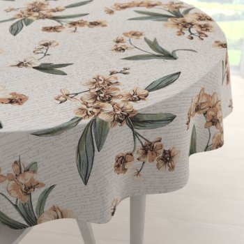 Bavlněný kulatý ubrus Sandra SA-624 Hnědé orchideje na bílém - Biante.cz Bavlněný kulatý ubrus Sandra SA-624 Hnědé orchideje na bílém - Biante.cz