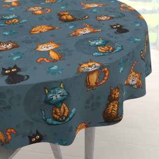 Dětský bavlněný kulatý ubrus Sandra SA-705 Kočičí parta na tmavě šedomodrém - Biante.cz Dětský bavlněný kulatý ubrus Sandra SA-705 Kočičí parta na tmavě šedomodrém - Biante.cz