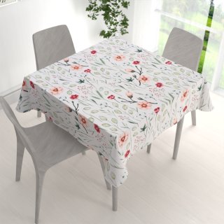 Bavlněný čtvercový ubrus Sandra SA-747 Luční květiny na bílém - detail 1 - Biante.cz