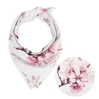 Bavlněný šátek Sandra SA-583 Růžové květy s větvičkami na bílém - Biante.cz