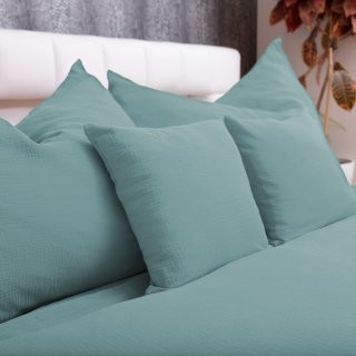 Mušelínové posteľné obliečky Nature MSN-050 Pastelovo modrozelené - detail 1 - Biante.sk Mušelínové posteľné obliečky Nature MSN-050 Pastelovo modrozelené - detail 1 - Biante.sk