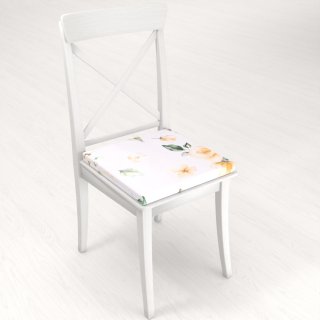 Teflonový čtvercový podsedák TF-043 Žluté růže na bílém - 38x38x3 cm - detail 1 - Biante.cz