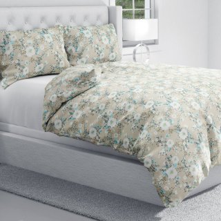 Bavlněné ložní povlečení Sandra SA-552 Modré pnoucí květy na béžovém - detail 1 - Biante.cz Bavlněné ložní povlečení Sandra SA-552 Modré pnoucí květy na béžovém - detail 1 - Biante.cz