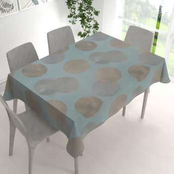 Sametový obdélníkový ubrus Tamara TMR-058 Designové kruhy na modrošedém - detail 1 - Biante.cz