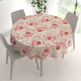 Velký dekorační kulatý ubrus Leona LN-172 Růžovo-vínové listy na režném - detail 1 - Biante.cz Velký dekorační kulatý ubrus Leona LN-172 Růžovo-vínové listy na režném - detail 1 - Biante.cz