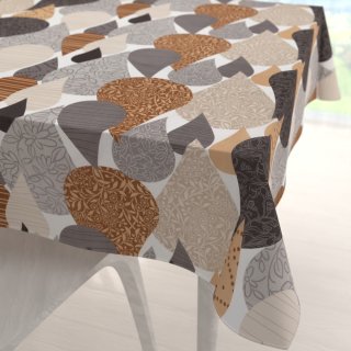 Bavlněný čtvercový ubrus Sandra SA-507 Hnědo-šedé kapky s ornamenty - Biante.cz Bavlněný čtvercový ubrus Sandra SA-507 Hnědo-šedé kapky s ornamenty - Biante.cz
