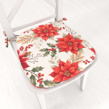 Oblý podsedák Leona LN-180 Vánoční růže a cesmíny na bílém - 39x37x3 cm - Biante.cz Oblý podsedák Leona LN-180 Vánoční růže a cesmíny na bílém - 39x37x3 cm - Biante.cz
