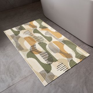 Koupelnová pěnová rohož / předložka PRO-088 Hnědo-zelený designový vzor - metráž šířka 65 cm - detail 1 - Biante.cz Koupelnová pěnová rohož / předložka PRO-088 Hnědo-zelený designový vzor - metráž šířka 65 cm - detail 1 - Biante.cz