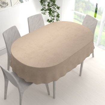Velký sametový oválný ubrus Velvet Premium SVP-042 Béžovohnědý - detail 1 - Biante.cz