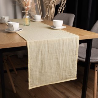 Lněný běhoun na stůl LEN-016 Světle žlutobéžový