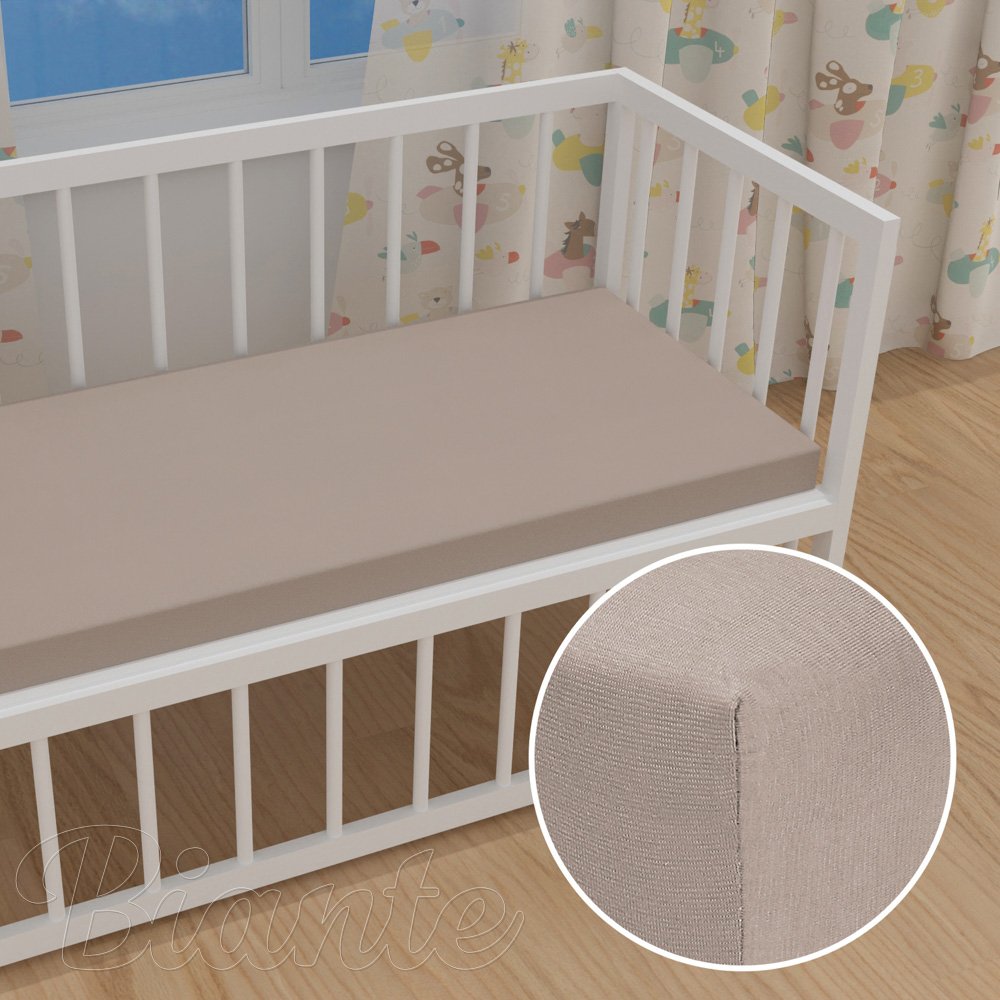 Dětské jersey napínací prostěradlo do postýlky JR-027 Šedohnědé - Biante.cz
