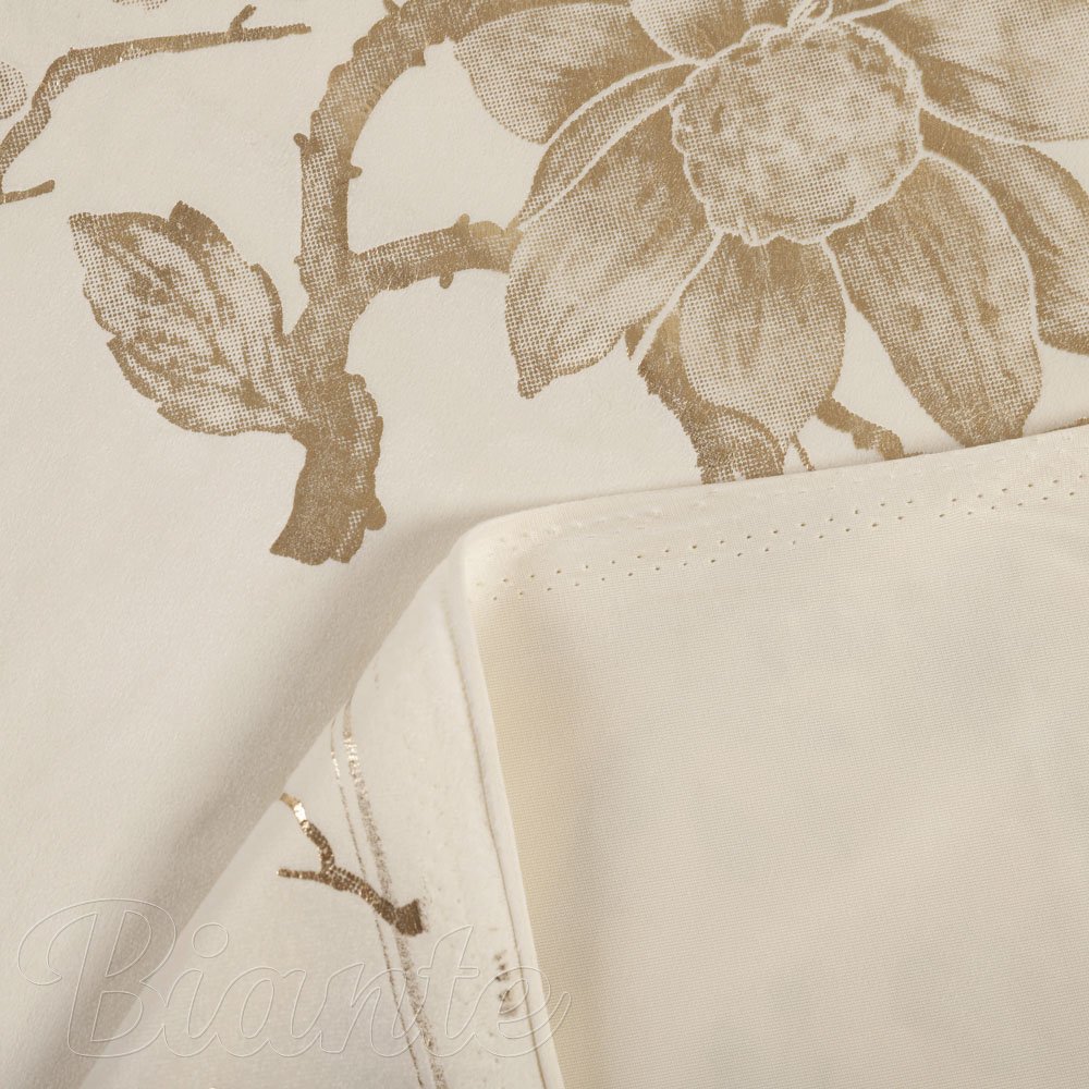 Sametová látka Isabela Flower IBL-023 Zlaté květy na krémovém - šířka 295 cm - detail 5 - Biante.cz