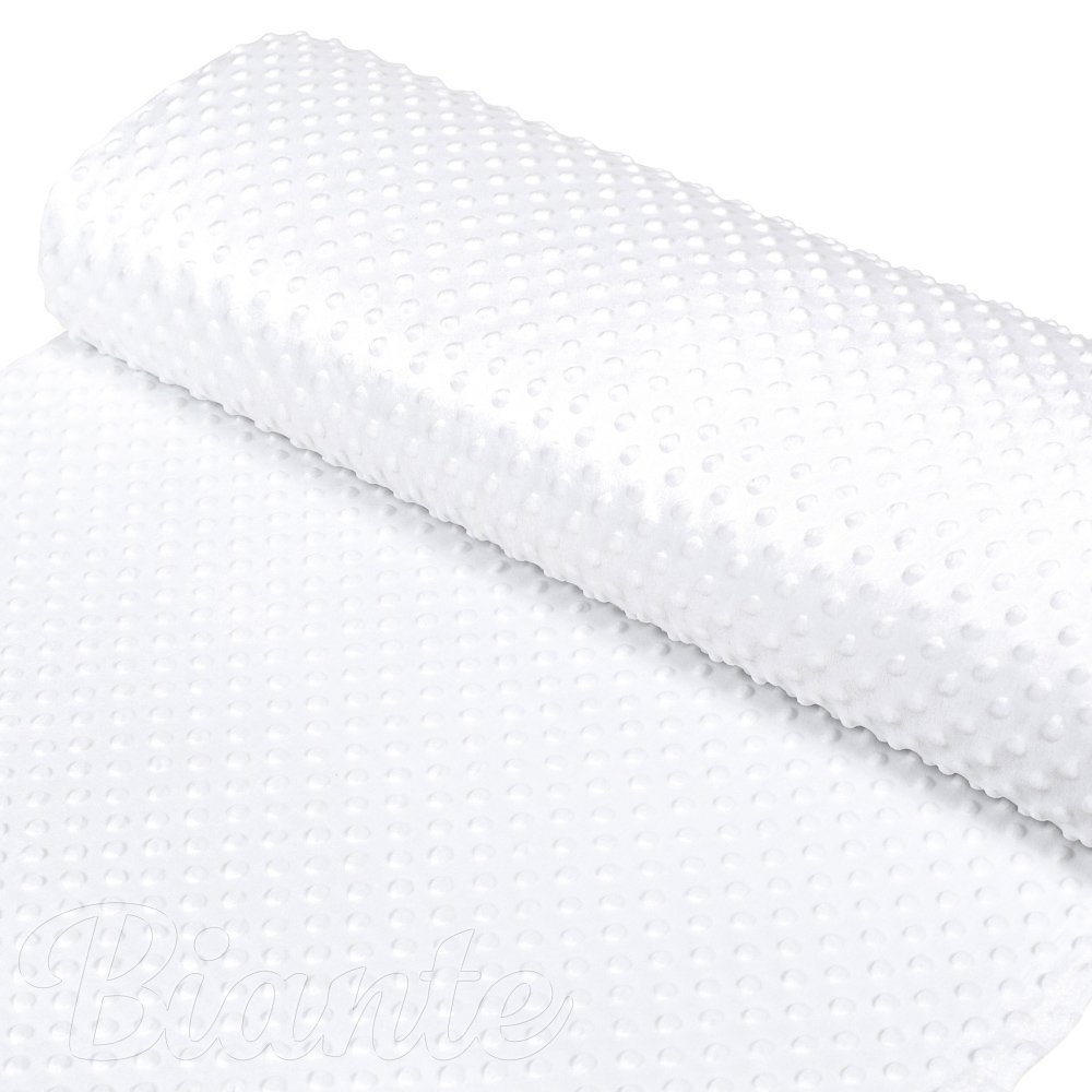 Dětská látka Minky 3D puntíky MKP-033 Sněhově bílá - šířka 150 cm - detail 2 - Biante.cz