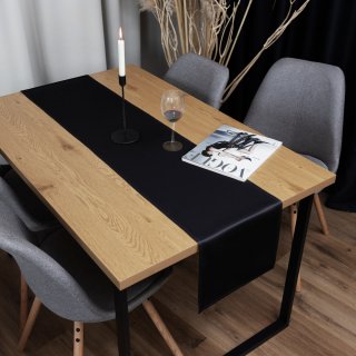 Saténový běhoun na stůl polyesterový Satén LUX-026 Černý - detail 1 - Biante.cz