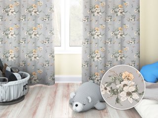 Detský bavlnený záves Sandra SA-465 Oranžové kvety na sivom - Biante.sk Detský bavlnený záves Sandra SA-465 Oranžové kvety na sivom - Biante.sk