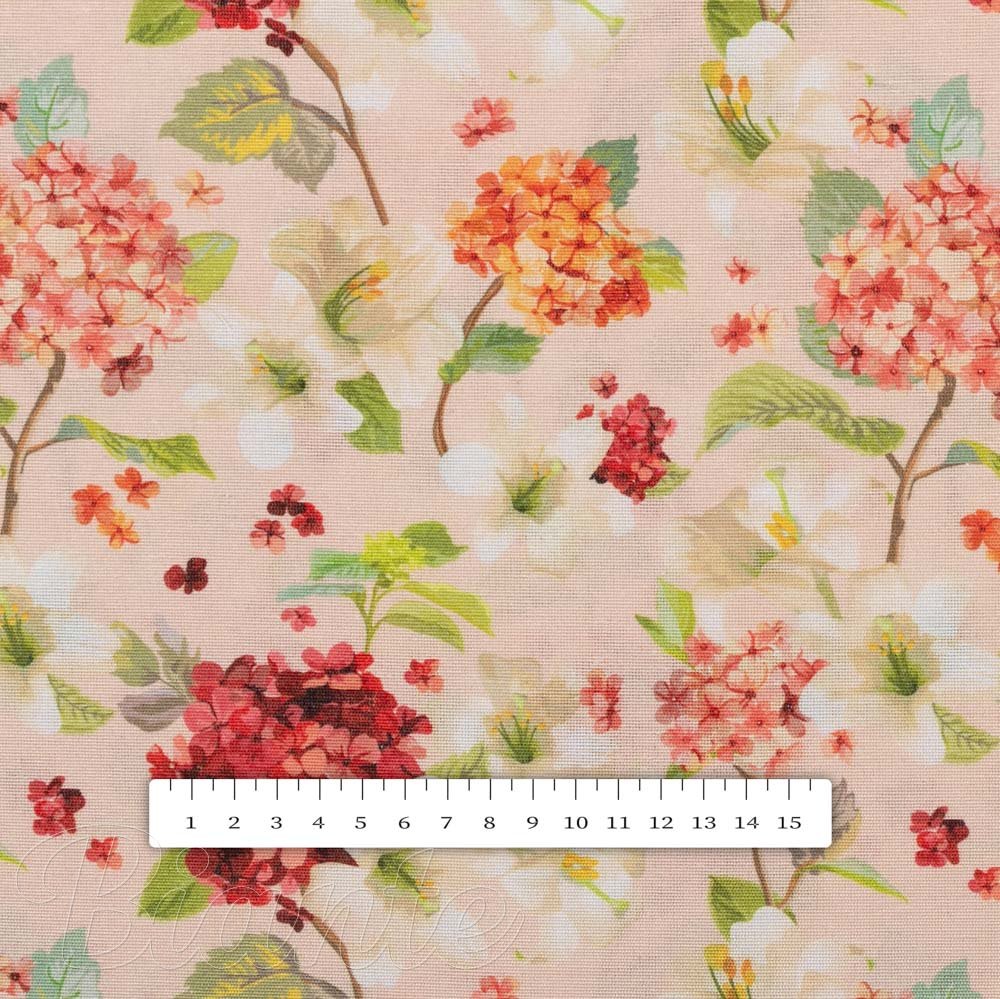 Dekorační látka PML-091 Hortenzie a lilie na růžovém - šířka 150 cm - detail 4 - Biante.cz