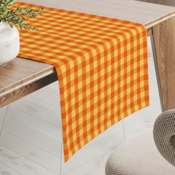 Bavlnený behúň na stôl Olivia OL-006 Oranžovo-žltá kocka malá - Biante.sk