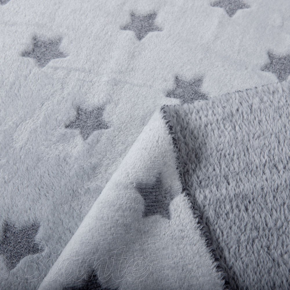 Mikroplyšová látka MIP-017 Hvězdičky - světle šedá - šířka 145 cm - detail 2 - Biante.cz
