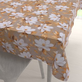 Bavlněný obdélníkový ubrus Sandra SA-717 Bílé květy magnolie na hnědošedém - Biante.cz Bavlněný obdélníkový ubrus Sandra SA-717 Bílé květy magnolie na hnědošedém - Biante.cz