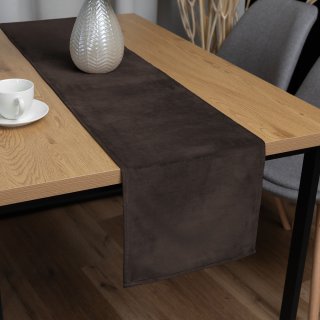 Sametový běhoun na stůl Velvet Premium SVP-016 Tmavě hnědý - Biante.cz