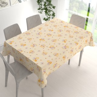 Dětský bavlněný obdélníkový ubrus Sandra SA-730 Medvídci a včelky na světle žlutém - detail 1 - Biante.cz