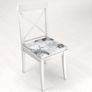 Zamatový štvorcový podsedák Tamara TMR-006 Designové kvety na sivom - 38x38x3 cm - detail 1 - Biante.sk
