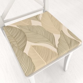Zamatový štvorcový podsedák Tamara TMR-046 Prírodné popínavé listy na krémovom - 38x38x3 cm - Biante.sk