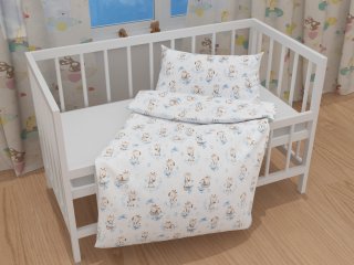 Dětské bavlněné povlečení do postýlky Sandra SA-443 Modré žirafy na bílém - detail 1 - Biante.cz Dětské bavlněné povlečení do postýlky Sandra SA-443 Modré žirafy na bílém - detail 1 - Biante.cz