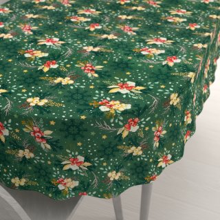 Bavlněný oválný ubrus Sandra SA-713 Vánoční cesmíny na zeleném - Biante.cz Bavlněný oválný ubrus Sandra SA-713 Vánoční cesmíny na zeleném - Biante.cz