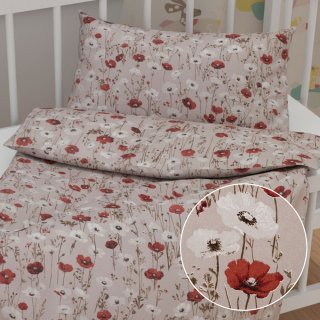 Detské bavlnené posteľné obliečky do postieľky Sandra SA-631 Červeno-biele vlčie maky na sivobéžovom - Biante.sk Detské bavlnené posteľné obliečky do postieľky Sandra SA-631 Červeno-biele vlčie maky na sivobéžovom - Biante.sk