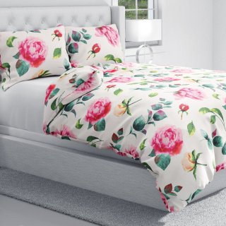 Bavlnené posteľné obliečky Sandra SA-715 Veľké ružovočervené pivonky na smotanovom - detail 1 - Biante.sk Bavlnené posteľné obliečky Sandra SA-715 Veľké ružovočervené pivonky na smotanovom - detail 1 - Biante.sk