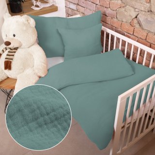 Dětské mušelínové povlečení do postýlky Nature MSN-047 Pastelově modozelené - Biante.cz