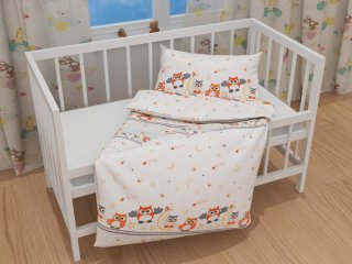 Dětské bavlněné povlečení do postýlky Sandra SA-592 Baby sovy oranžové - detail 1 - Biante.cz Dětské bavlněné povlečení do postýlky Sandra SA-592 Baby sovy oranžové - detail 1 - Biante.cz