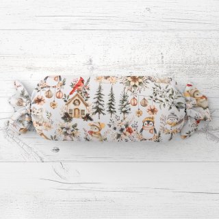 Polštář válec bonbon Sandra SA-709 Zimní pohádka zeleno-hnědá na bílém - Biante.cz Polštář válec bonbon Sandra SA-709 Zimní pohádka zeleno-hnědá na bílém - Biante.cz