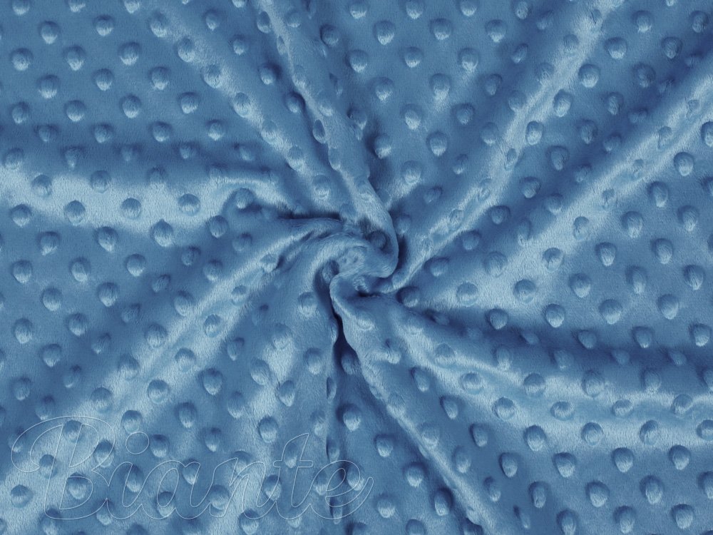 Dětská látka Minky 3D puntíky MKP-044 Kovově modrá - šířka 150 cm - detail 1 - Biante.cz