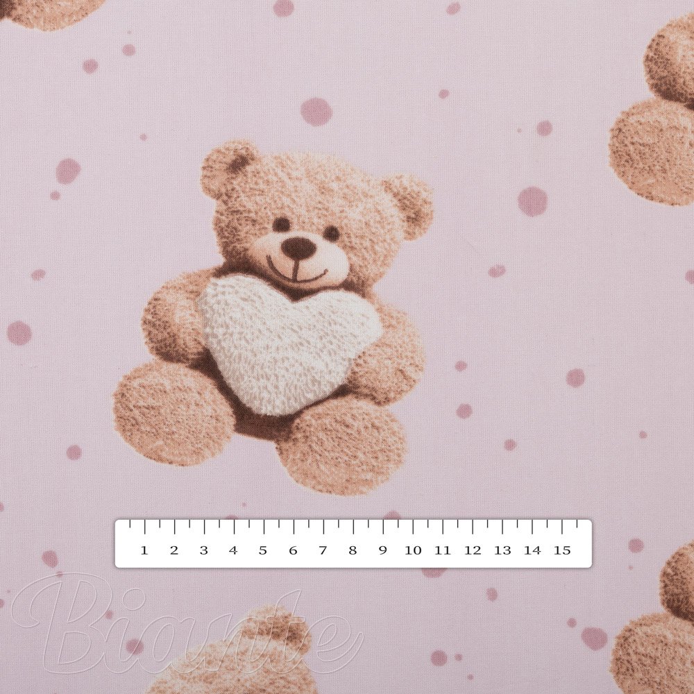 Dětská bavlněná látka/plátno Sandra SA-723 Medvídci se srdíčky na fialkovém - šířka 160 cm - detail 3 - Biante.cz