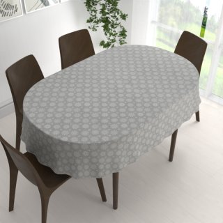 Vianočný dekoračný oválny obrus PML-079 Biele vločky na sivom - detail 1 - Biante.sk Vianočný dekoračný oválny obrus PML-079 Biele vločky na sivom - detail 1 - Biante.sk