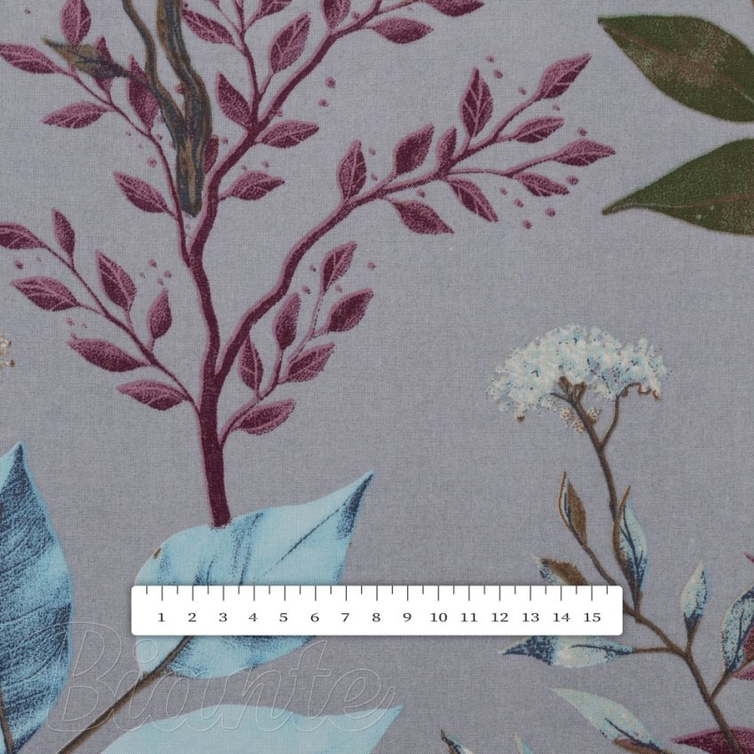 Bavlněná látka/plátno Sandra SA-621 Podzimní větvičky na modrošedém - šířka 160 cm - detail 3 - Biante.cz