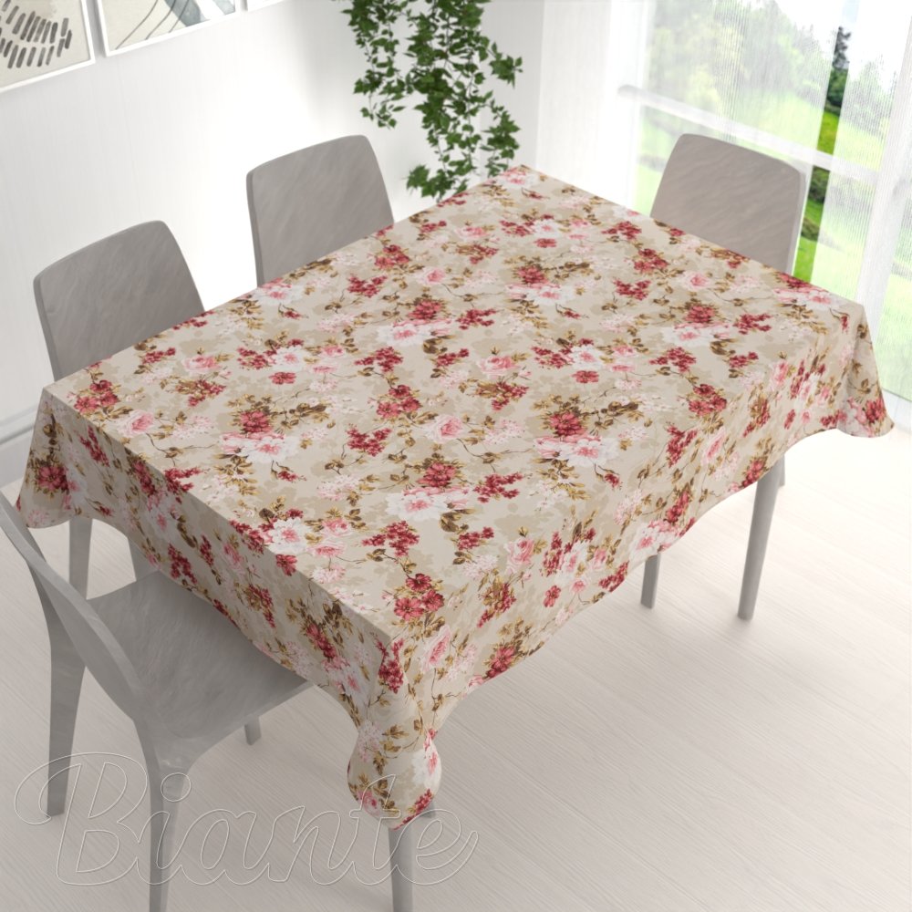 Dekorační obdélníkový ubrus Leona LN-167 Plané růže na béžovém - detail 1 - Biante.cz