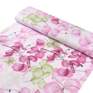 Bavlnená látka/plátno Sandra SA-366 Ružovo-zelené kvety na bielom - šírka 150 cm - detail 1 - Biante.sk