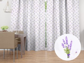 Bavlněný závěs na míru Sandra SA-301 Malé snítky levandulí na bílém - Biante.cz Bavlněný závěs na míru Sandra SA-301 Malé snítky levandulí na bílém - Biante.cz