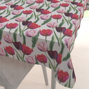 Dekorační obdélníkový ubrus Terra TRA-001 Tulipány na kouřově šedém - Biante.cz
