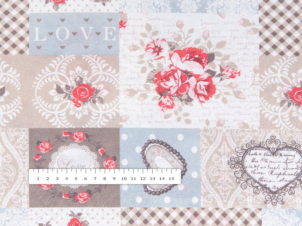 Dekorační látka Leona LN-156 Růžičky a srdíčka na světle hnědém - šířka 140 cm - detail 4 - Biante.cz Dekorační látka Leona LN-156 Růžičky a srdíčka na světle hnědém - šířka 140 cm - detail 4 - Biante.cz