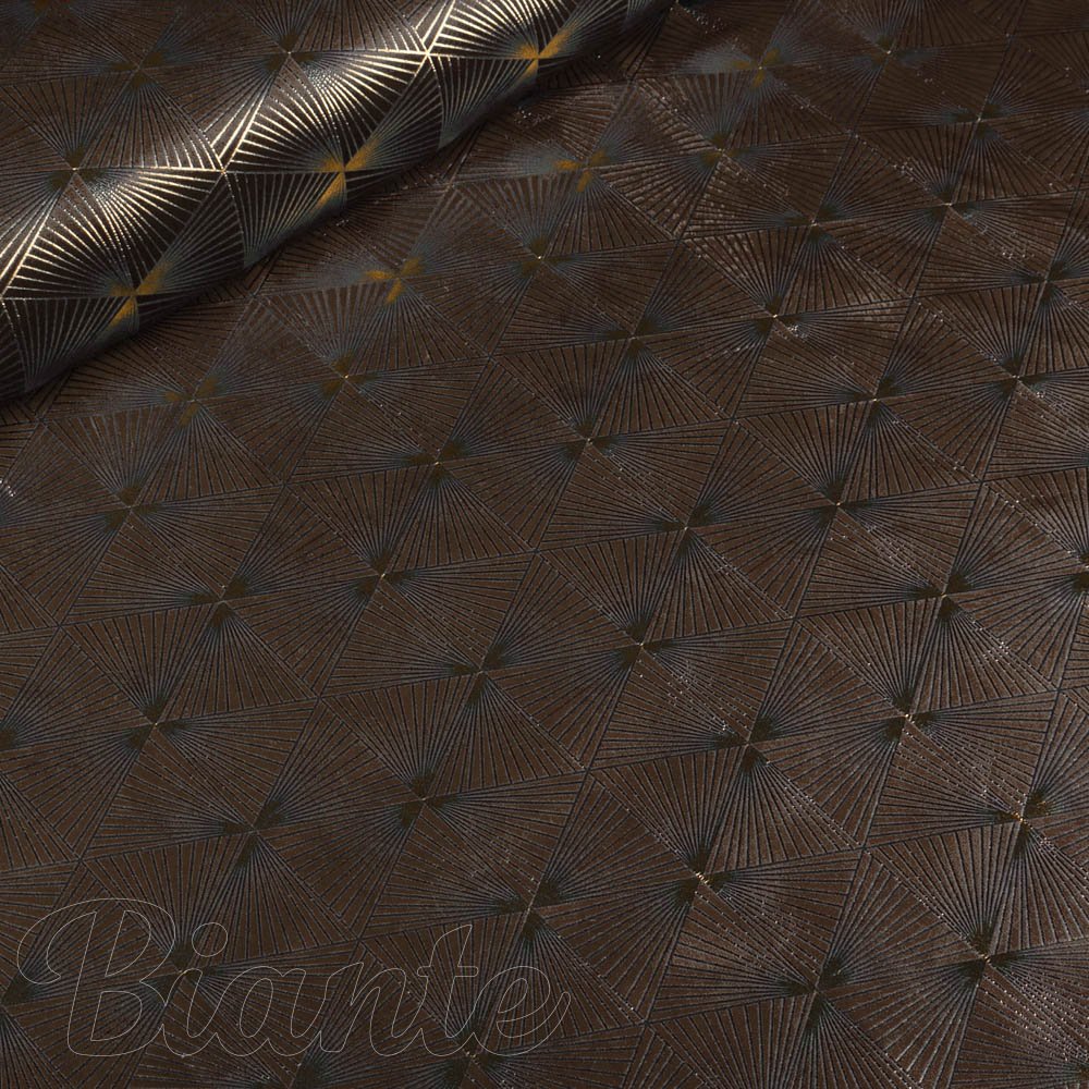 Sametová látka Isabela IBL-012 Rose Gold trojúhelníky na hnědém - šířka 280 cm - detail 1 - Biante.cz
